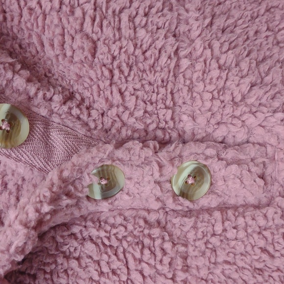 Sonoma Mauve Soft Cozy Sherpa Fleece LS Pullover Henley Hoodie NWT - Picture 5 of 11